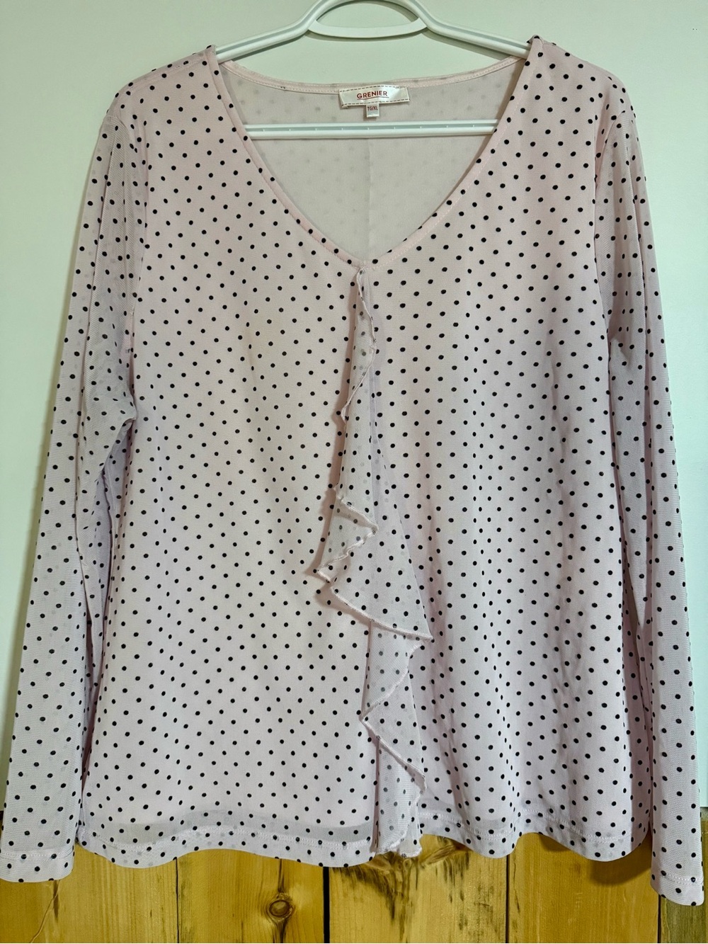 XLarge • Grenier pink polkadot blouse